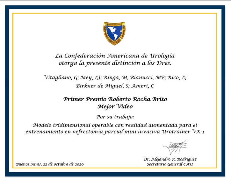Premio Roberto Rocha Brito por proyecto UROTRAINER
