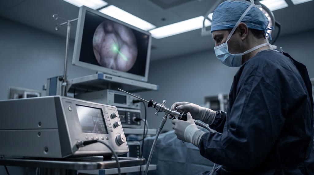 HoLEP · passo cirúrgico chave · vista intraoperatória · UMIBA