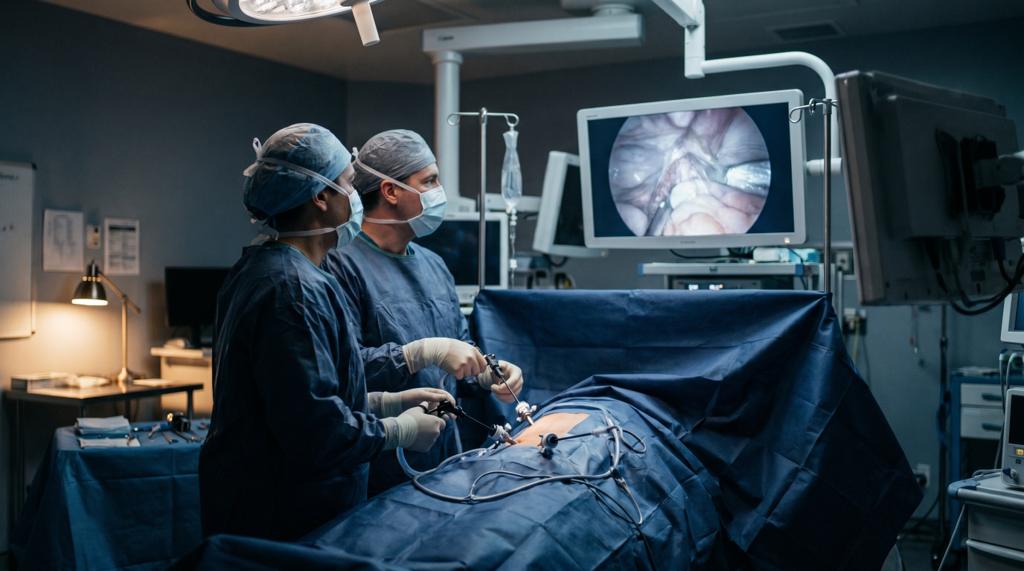 Adrenalectomia · passo cirúrgico chave · vista intraoperatória · UMIBA