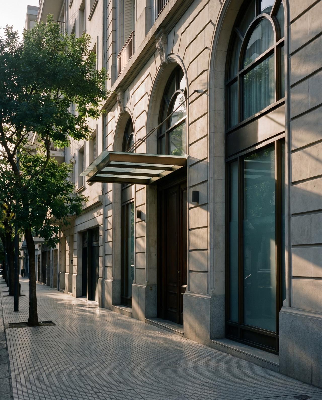 A fachada do centro no bairro de Recoleta, Buenos Aires.