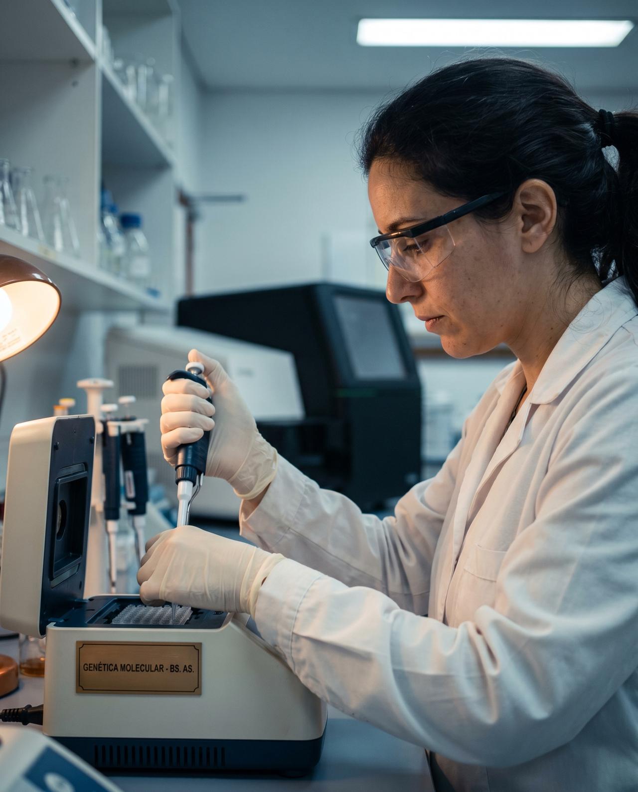 Laboratorio de diagnóstico molecular durante el procesamiento de una muestra.